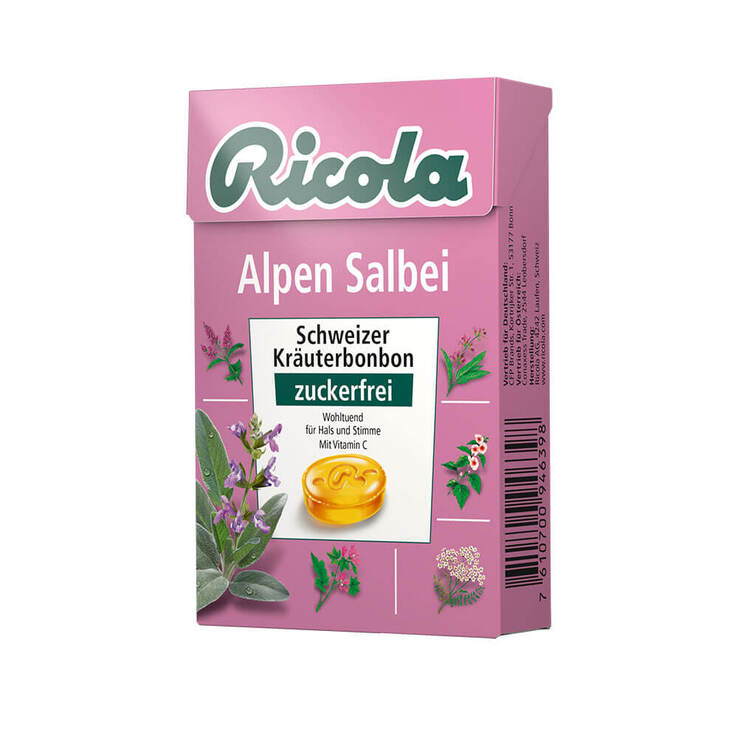 Ricola ohne Zucker Box Alpen Salbei Bonbons, 50 g