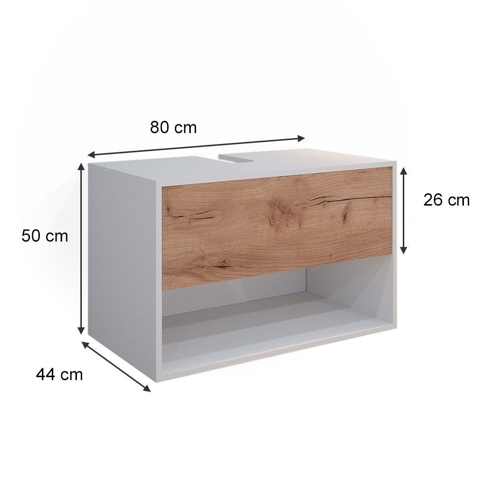 Vicco Waschtischunterschrank Waschbeckenunterschrank Badschrank Kate Weiß Eiche Badmöbel
