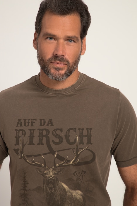 T-Shirt, Tracht, Halbarm, großer Print, Vintage Look, Brustprint, Rundhals