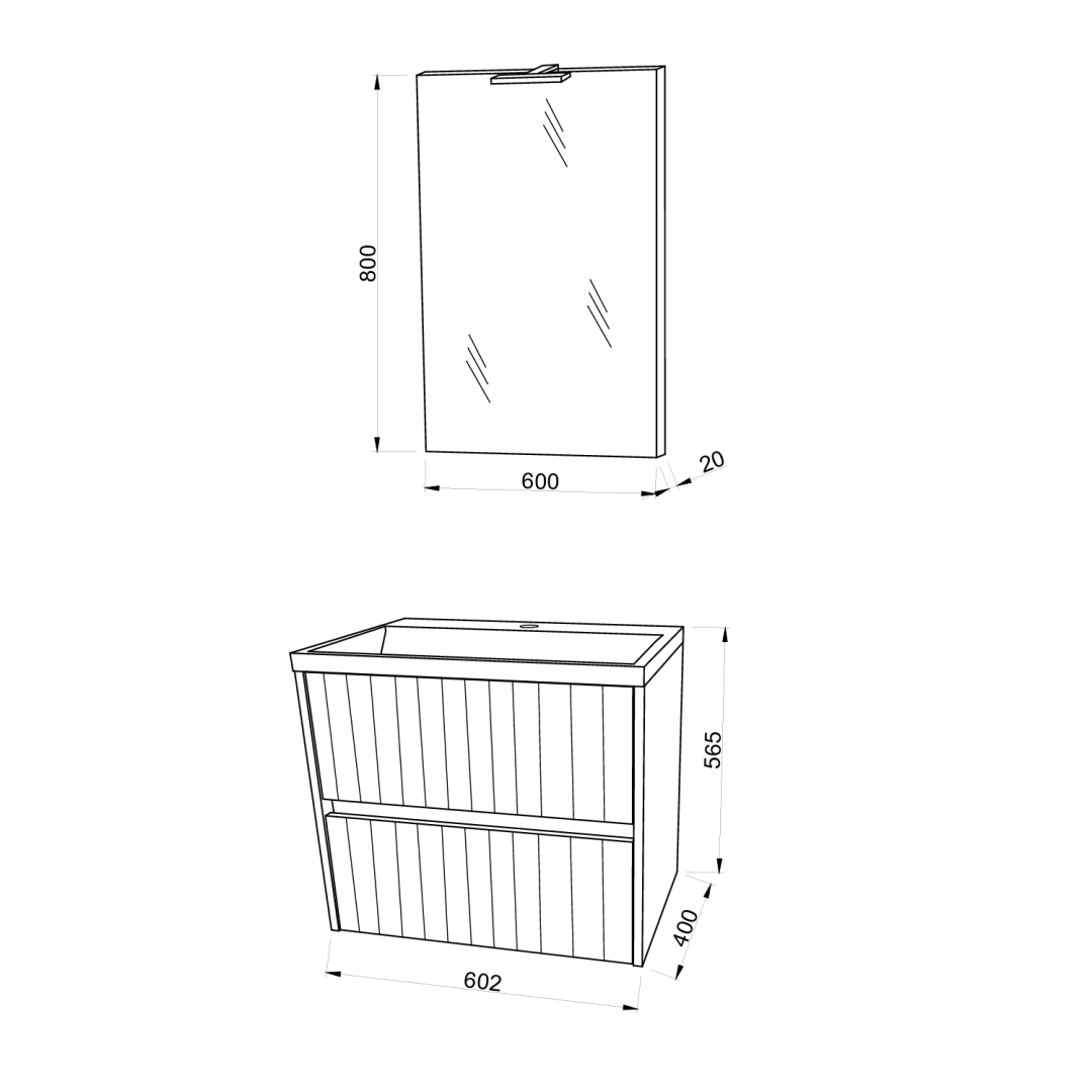 Badkamermeubelset 60 cm | Cortina