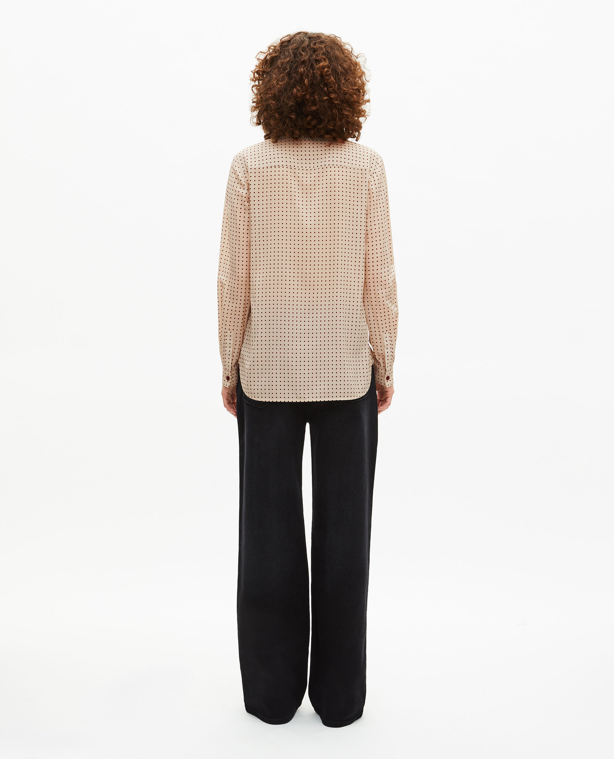 Chemise avec lavallière à pois beige