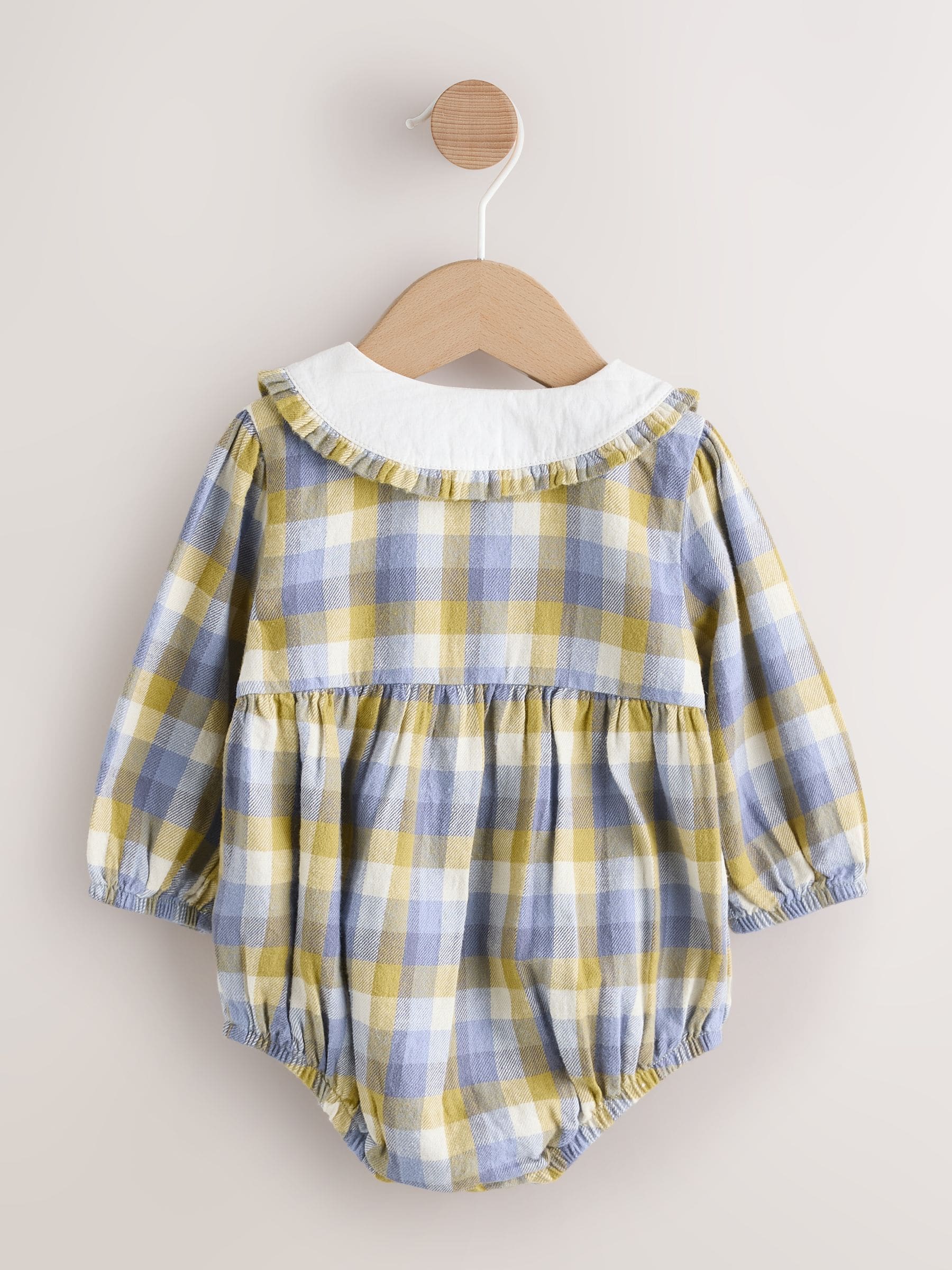 Groen/geel gingham - Babyrompers met bloemenprint Set 2 -delig met maillot (0mnd -3jr)