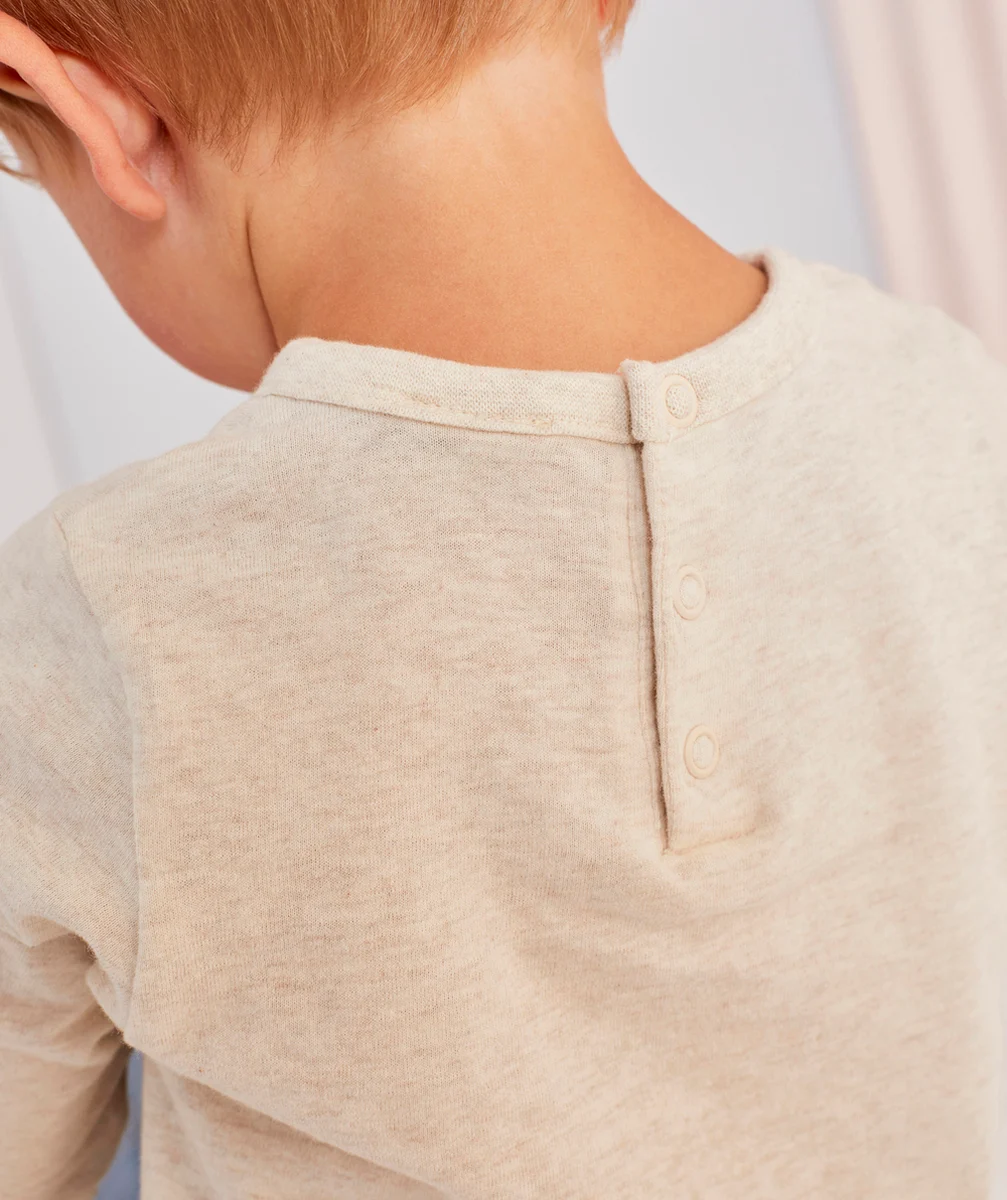 T-SHIRT ÉVOLUTIF À MANCHES LONGUES BÉBÉ GARÇON EN COTON ÉCRU