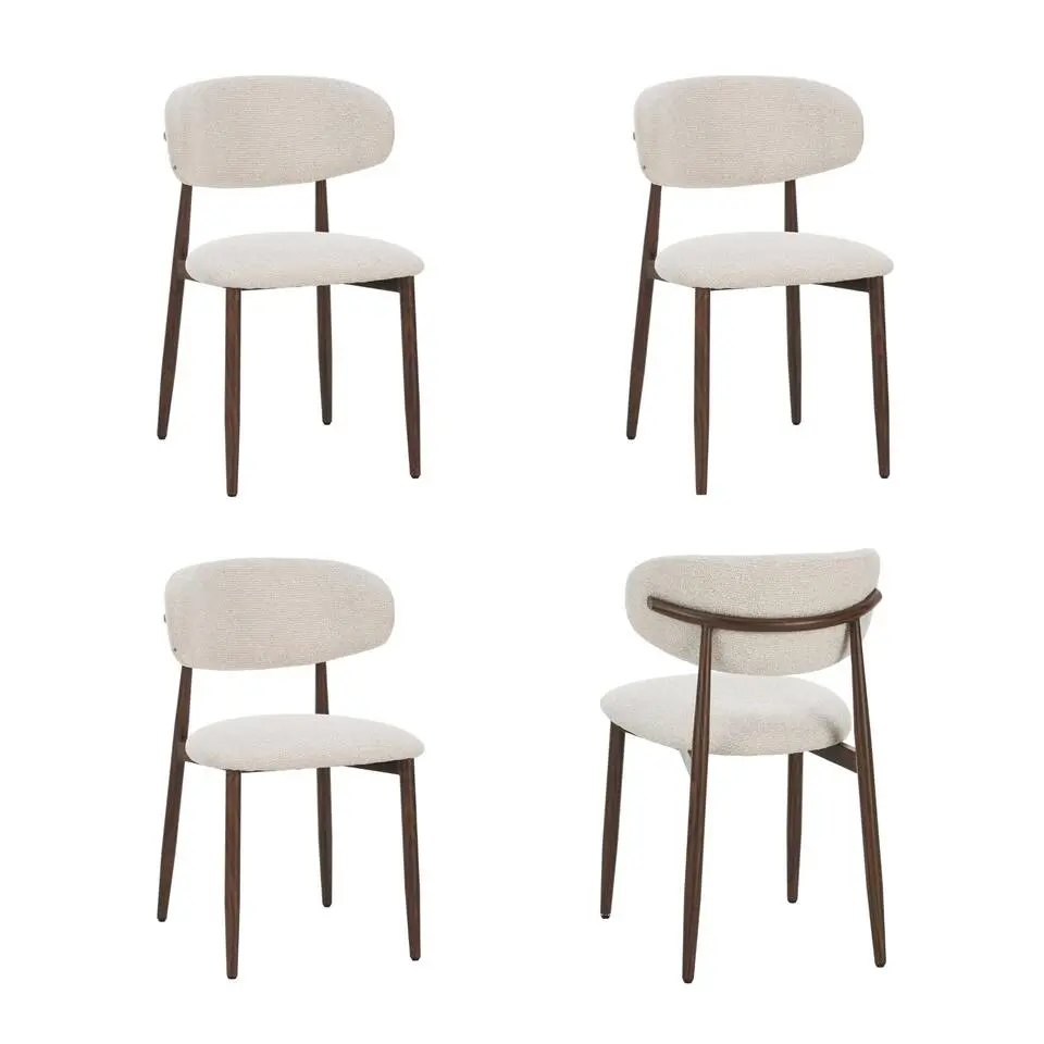 Celia Eetkamerstoelen Set van 4 Beige Walnoot