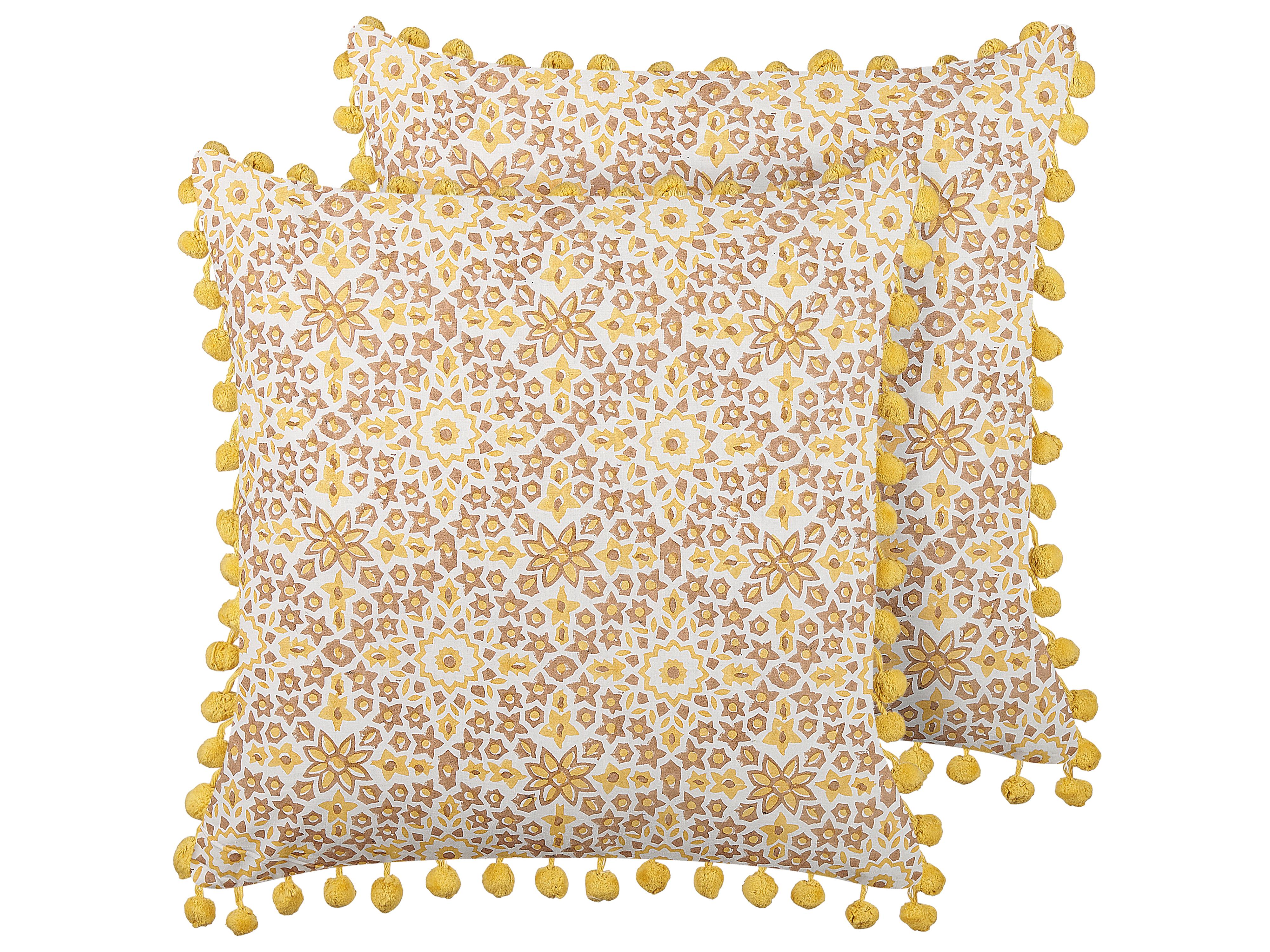 Set van 2 sierkussens LYCROIS Katoen 45 x 45 cm Geel bloempatroon
