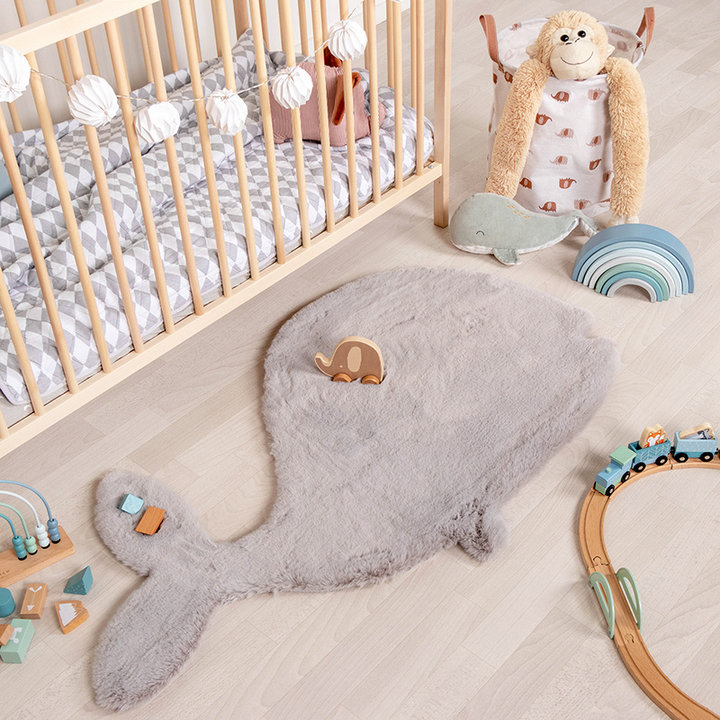 Kindervloerkleed - Huggy Walvis Grijs | Super fluffy!