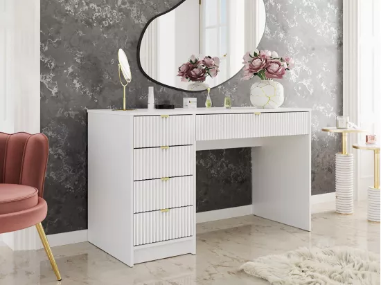 Bureau Comfivo Larmire 100, Avec tiroirs, Nombre de tiroirs: 5, 76x120x55cm, Blanc