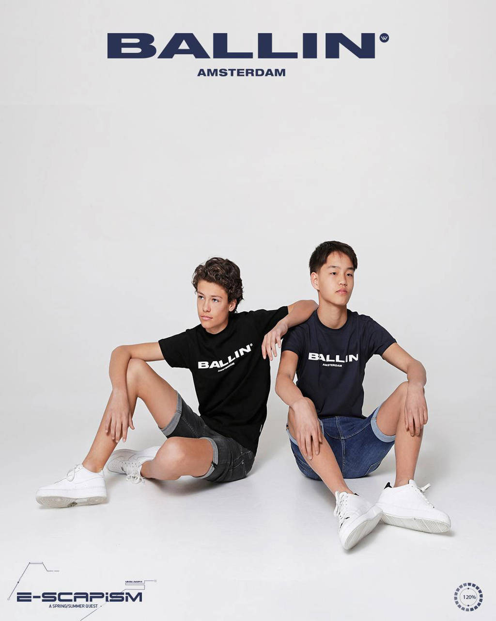 Ballin unisex T-shirt met tekst donkerblauw/wit