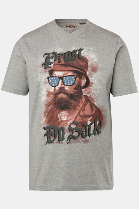 Men+ T-Shirt, Halbarm, Trachten-Motiv, V-Ausschnitt, bis 8 XL