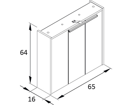 Spiegelkast Möbelpartner Flag 65 x 16 x 71,4 cm wit 3-deurs LED