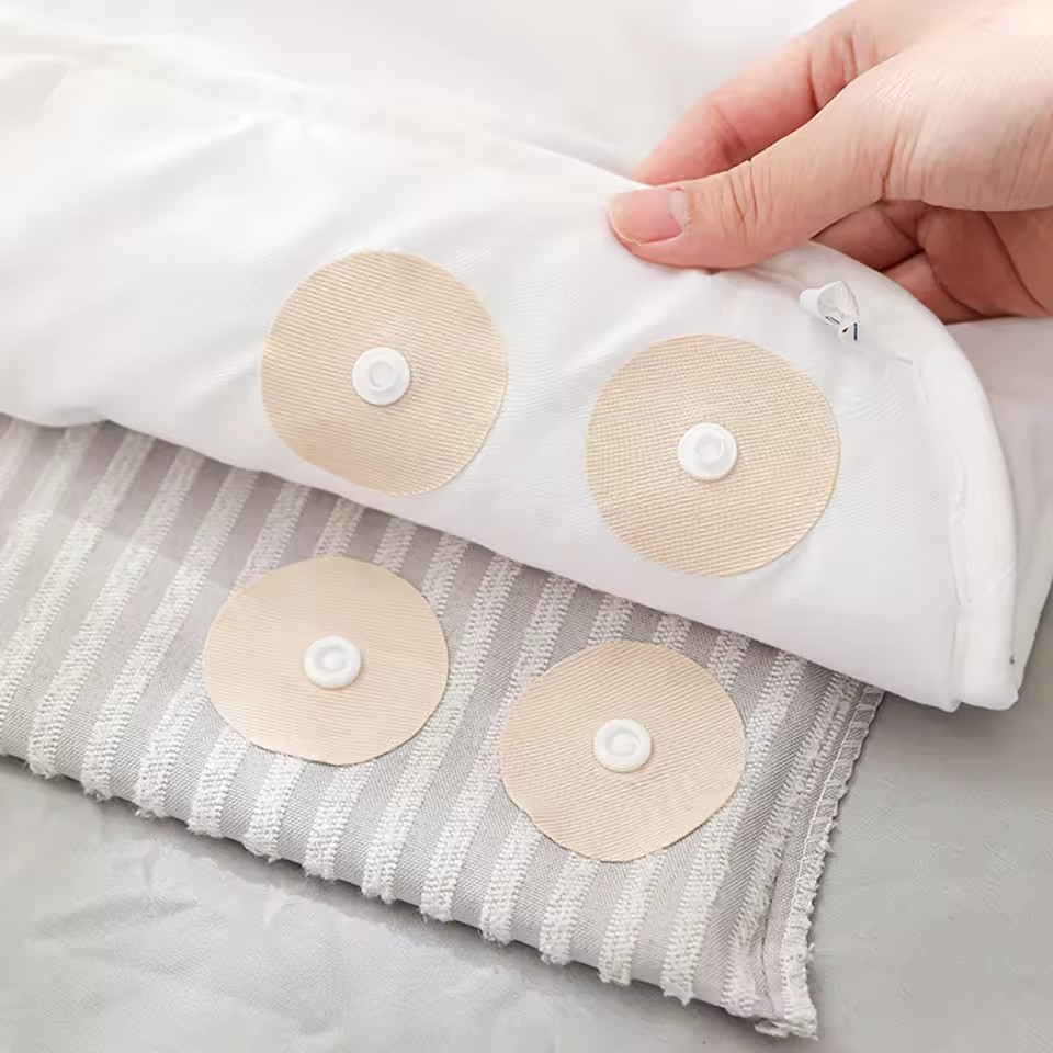 (4er Set) Ø45mm Selbstklebende Bettdecke Druckknöpfe Bettlaken Halter Einweg Bettwäsche Pad - Beige