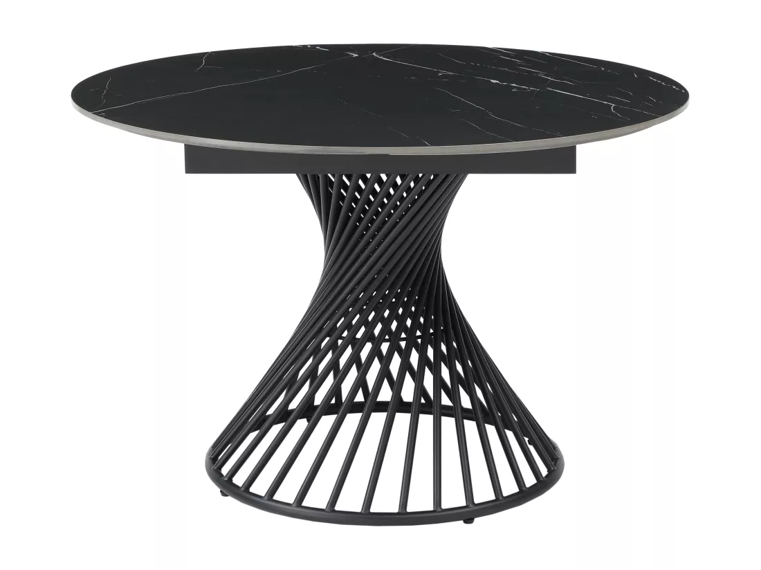 Table à manger extensible 4 à 8 personnes en céramique et métal - Effet marbre noir - CASTINA
