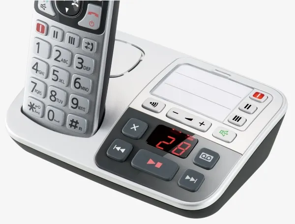 Panasonic KX-TGE522GS sølv/sort Seniortel./SOS-knap/AB