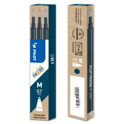 Pilot Frixion Ball - 3 Recharges pour rollers effaçables - 0,7 mm - bleu nuit