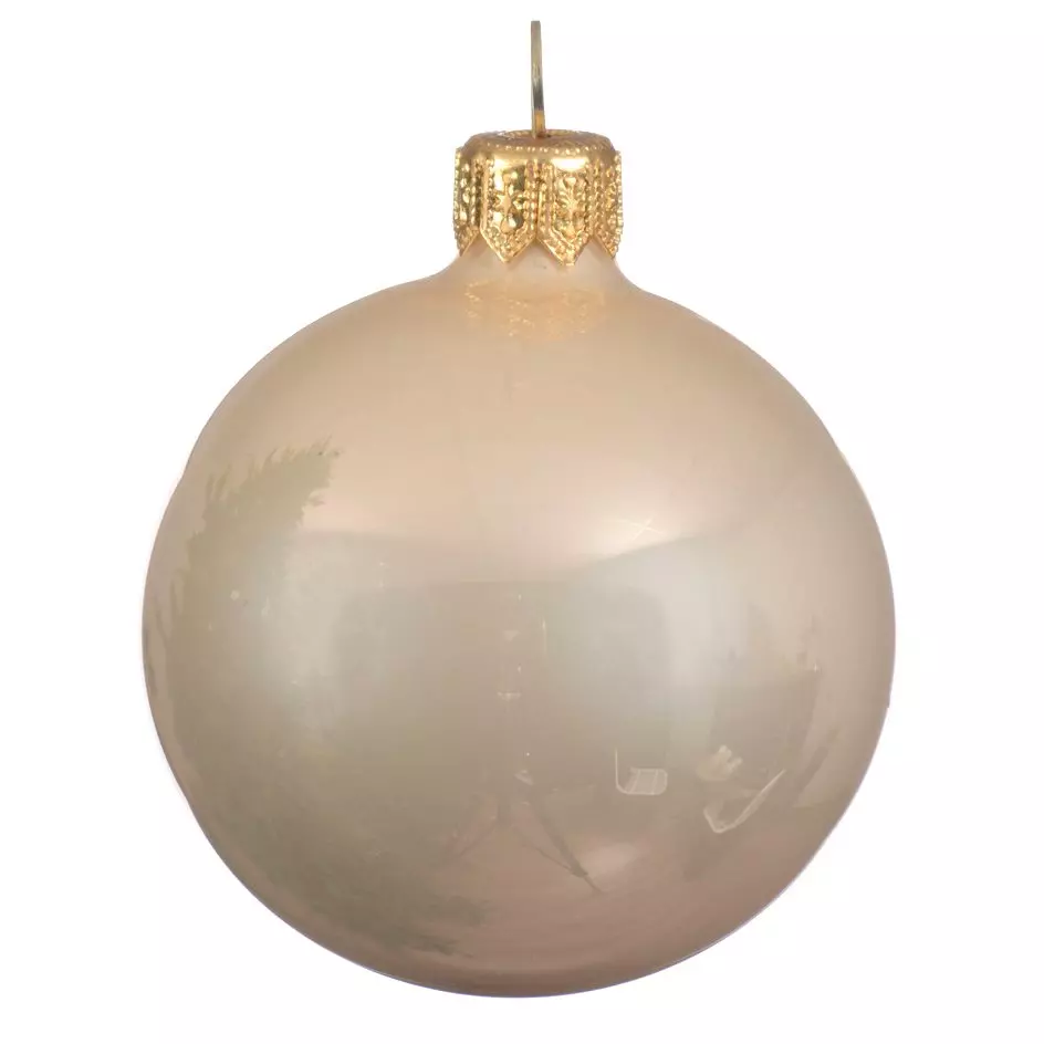 Lot de 6 boules de Noël en verre (D80 mm) Arctique brillantes Perle