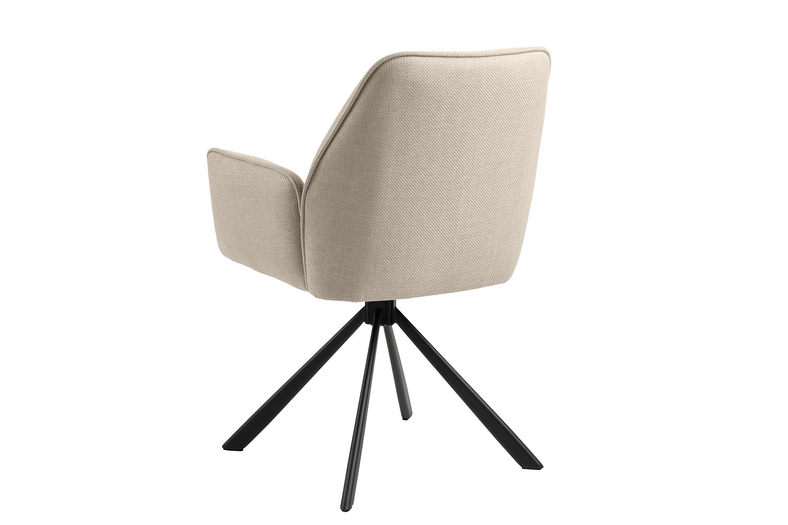 Glenda spisestol med arm Tekstil Basel 24 Beige med sortlakkert stålben