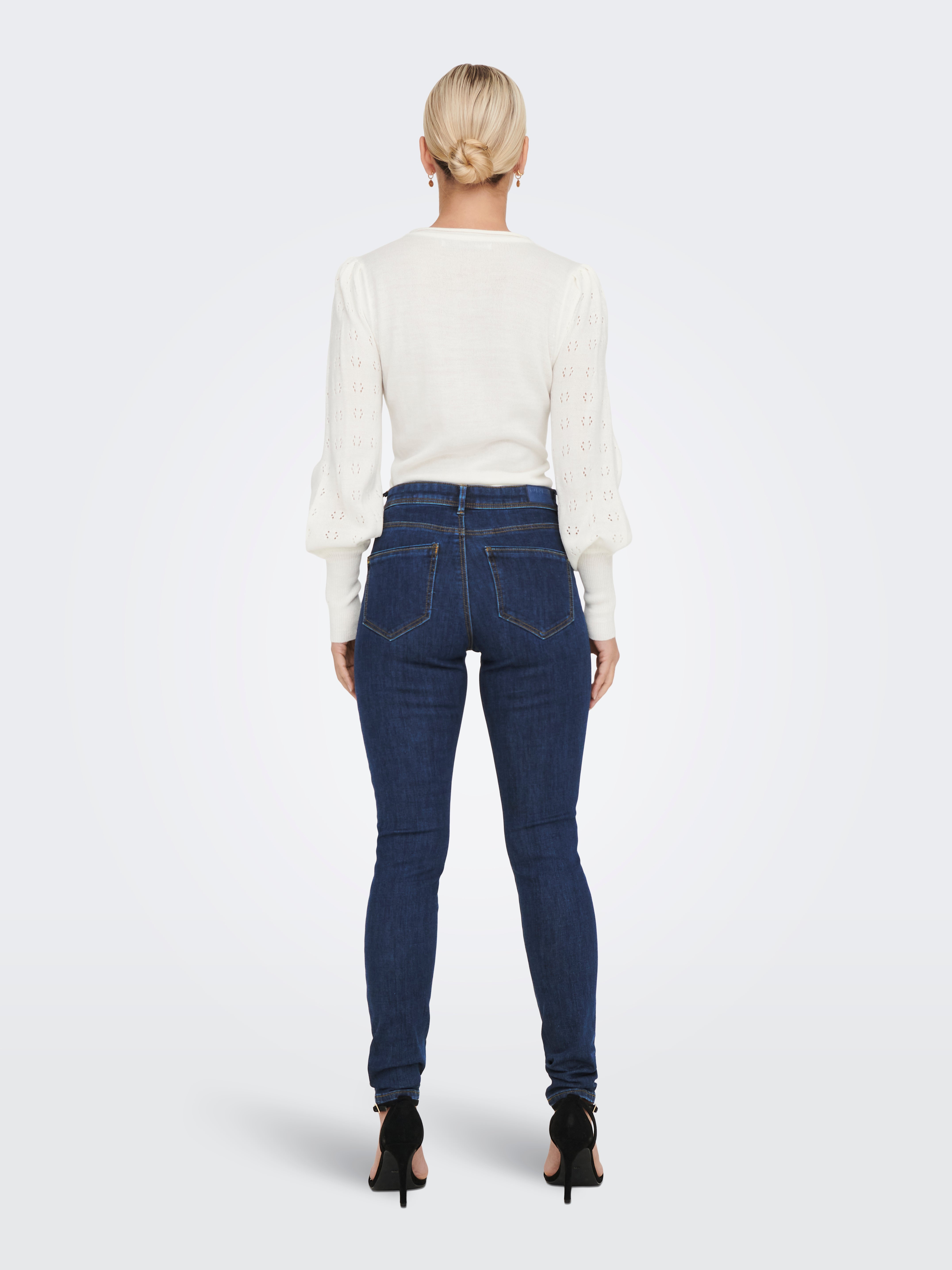 ONLWAUW Mittlere Taille Skinny Fit Jeans Dark Blue Denim