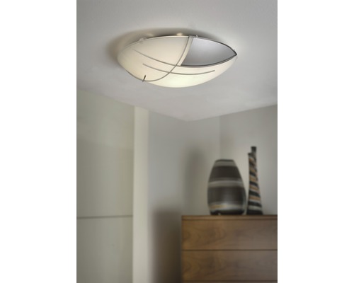 Plafondlamp, 1-lichts, Ø 31,5 cm, Raya wit/zilver
