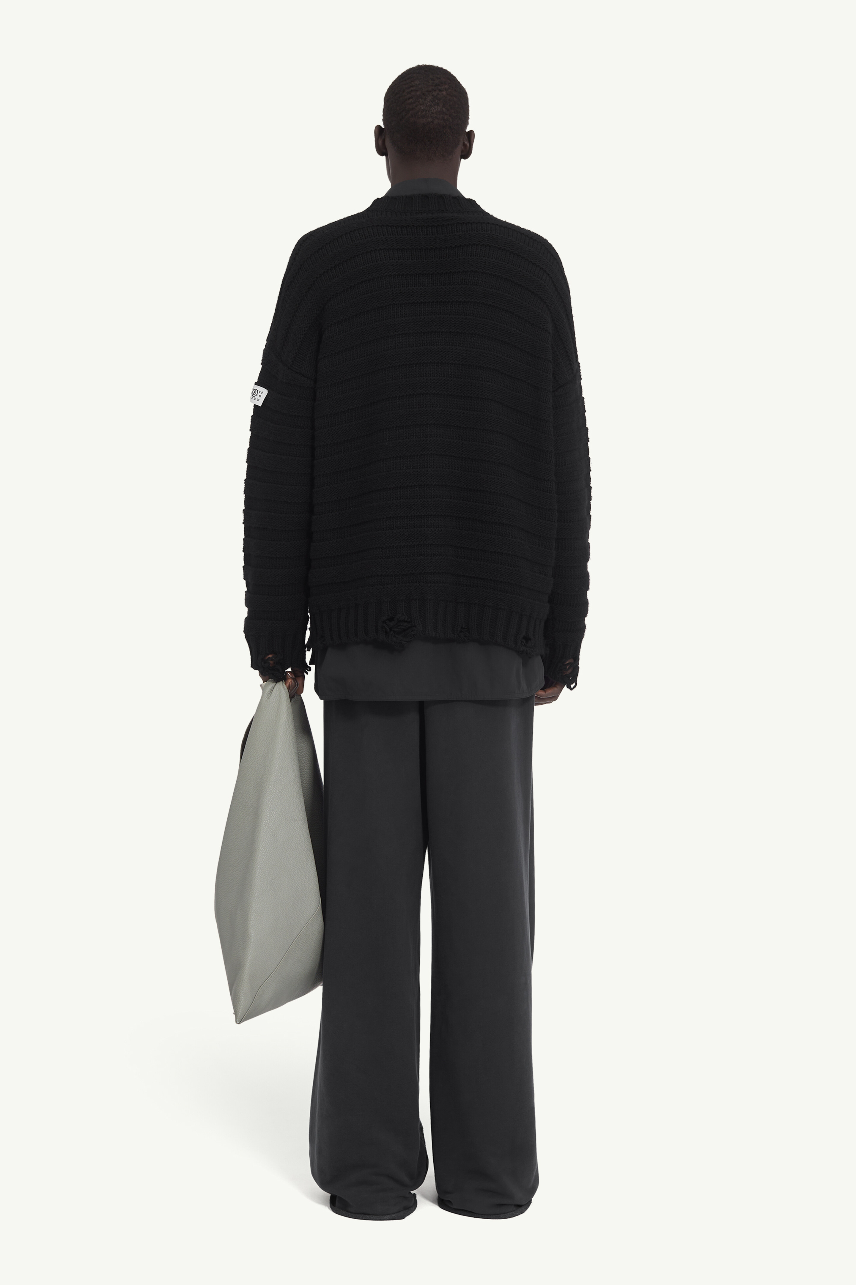 Black Knitted V-neck Wool Cardigan Noir
