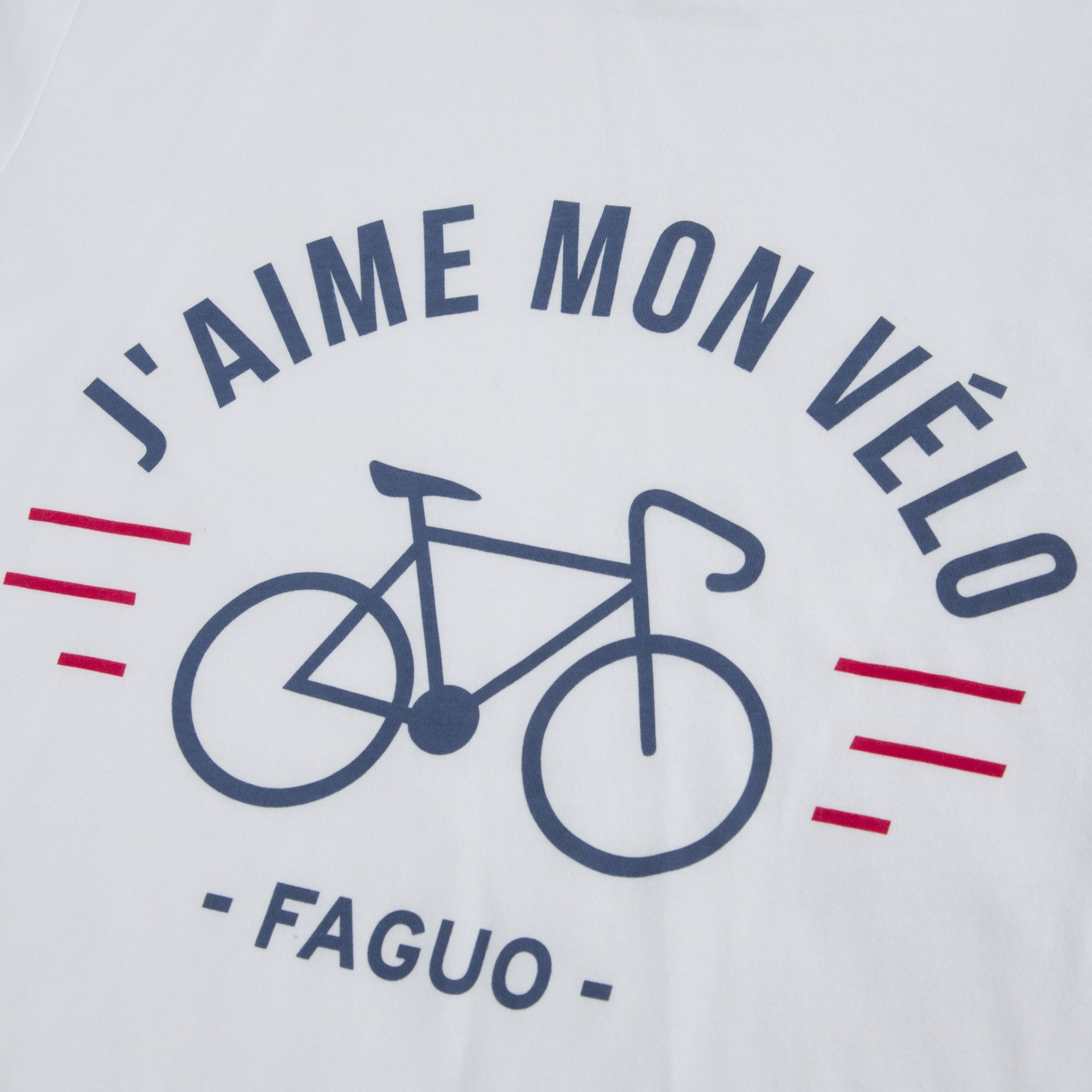 T-shirt col rond blanc J'aime mon vélo coton et coton recyclé - modèle Arcy