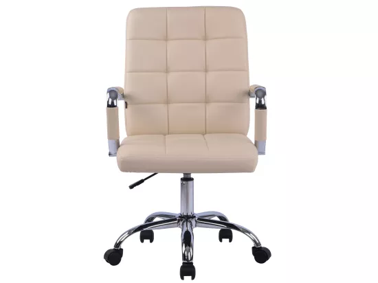 Chaise de bureau - Similicuir & Métal chromé - Crème - Deli PRO