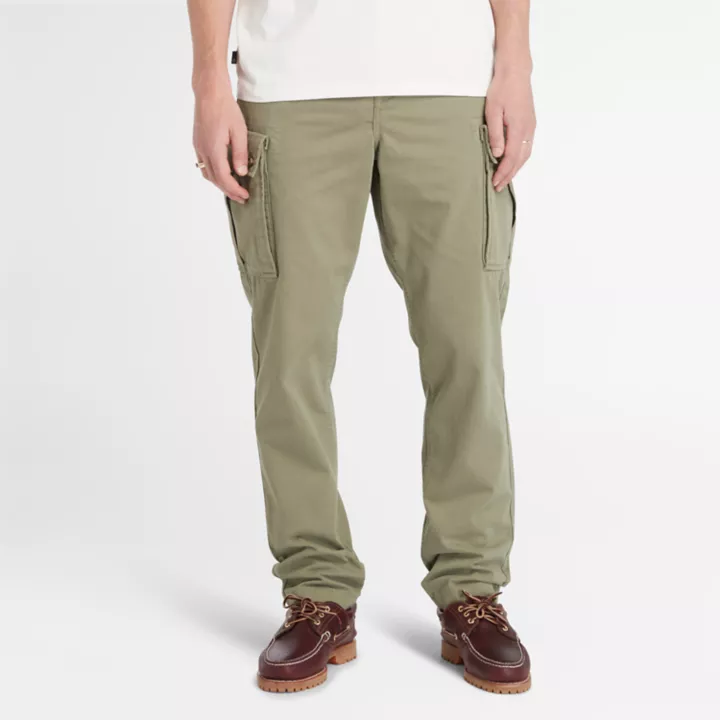 Pantalon cargo en sergé pour homme en vert