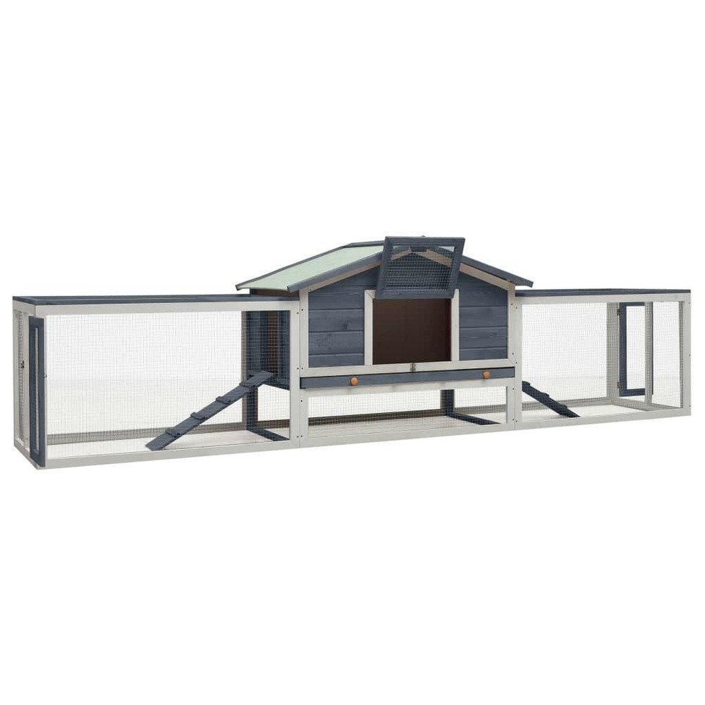 Clapier cage 303 x 60 x 86 cm pin massif et sapin gris