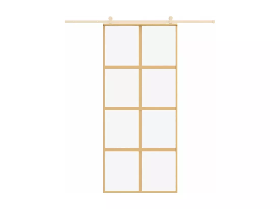 Porte coulissante doré 90x205 cm verre ESG clair et aluminium