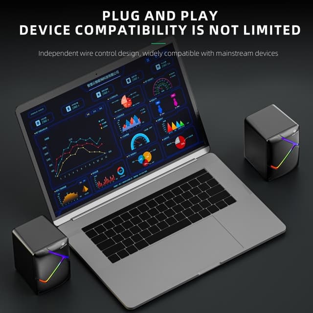 DARK ALIEN USB Desktop Højttalere Computer Laptop Subwoofer RGB