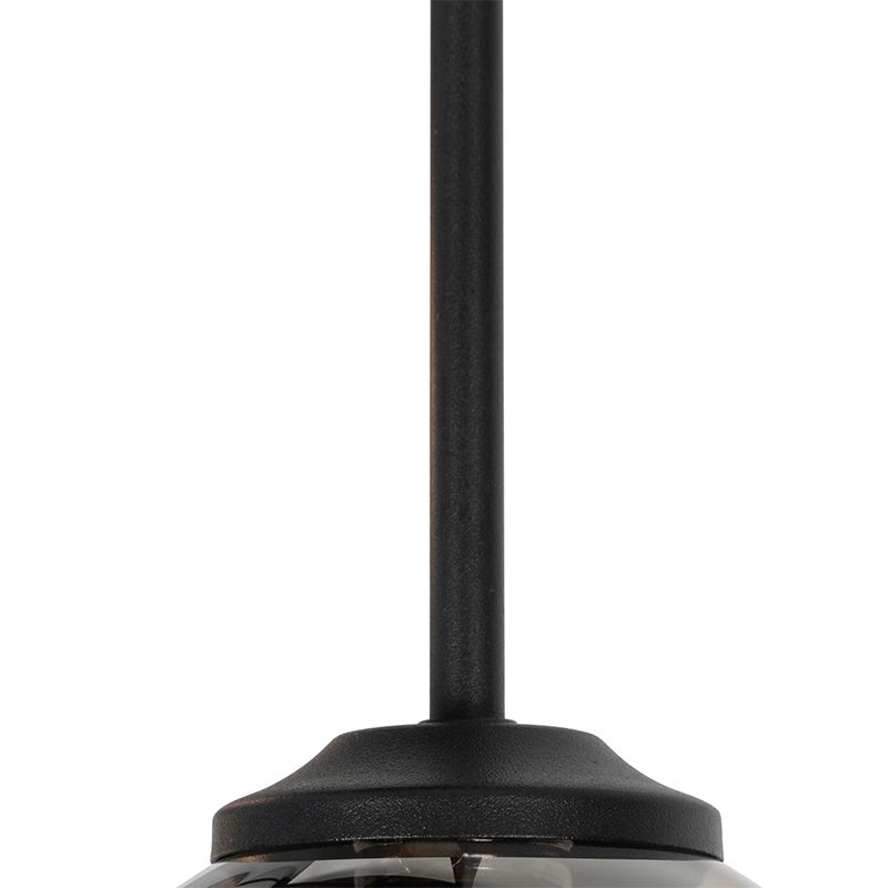 Moderne plafondlamp zwart 9-lichts met smoke glas - Athens