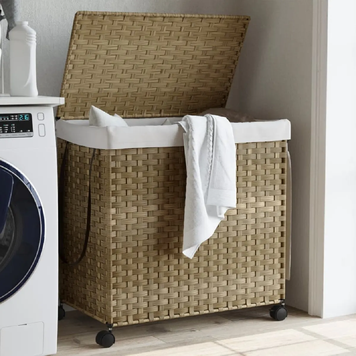 VidaXL Panier à linge avec roulettes - Résine