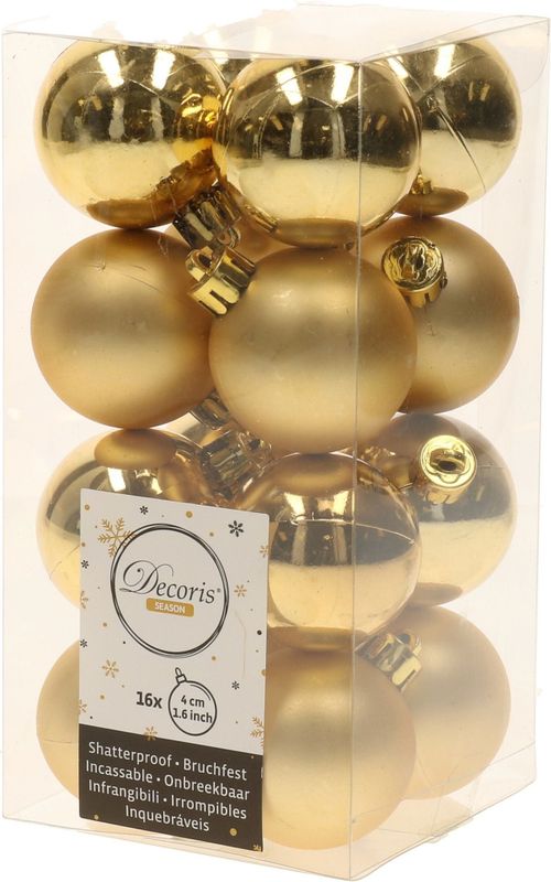 Decoris - Kerstballen Set - Goud - Kunststof - 34-dlg