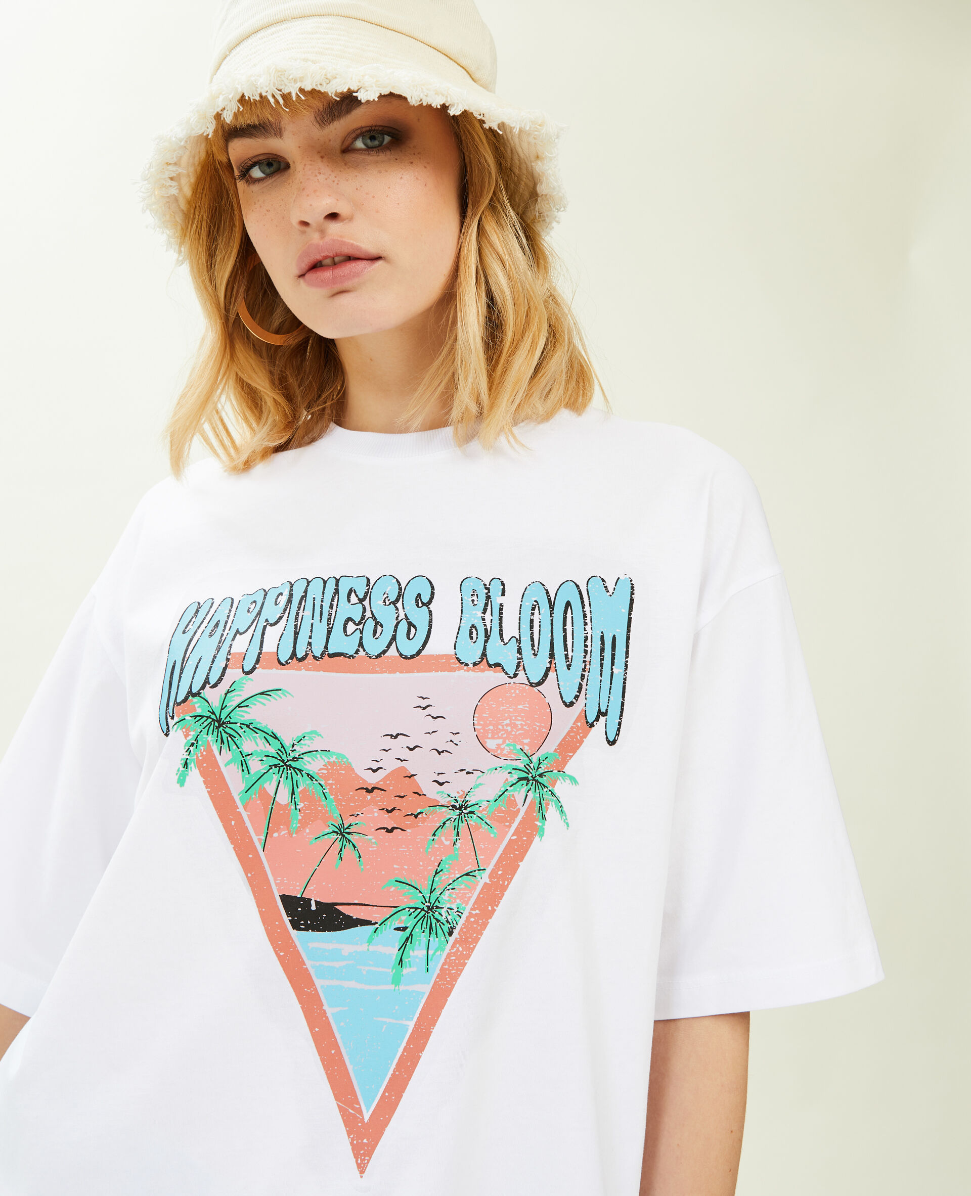 T-shirt oversize avec imprimé - Blanc