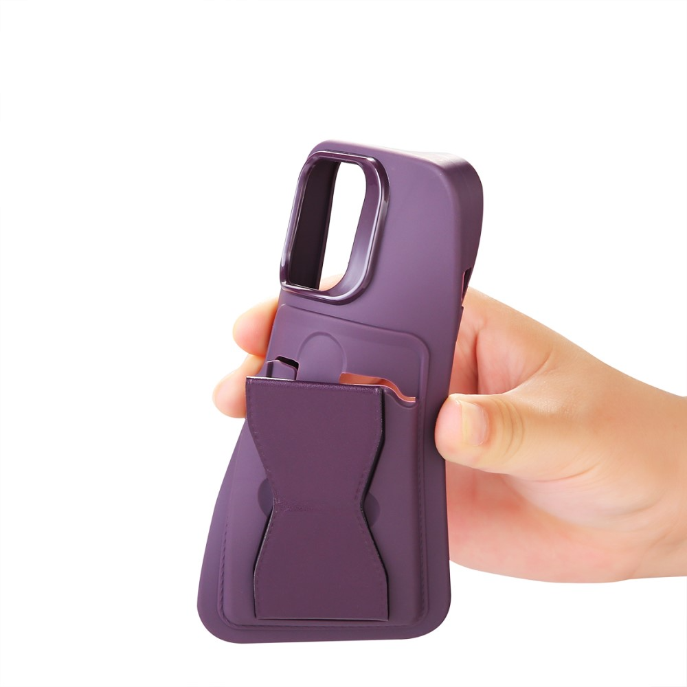 iPhone 14 Pro Max Gummi Hülle mit Kartenfach   Kickstand Aufsteller - Schwarz