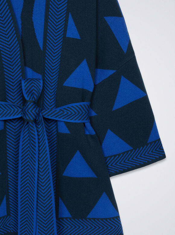 Cardigã de malha jacquard - Azul