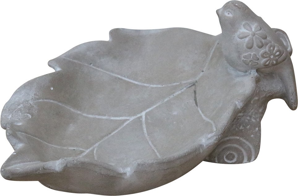 Vogelbad- en drinkschaal grijs 29 x 19 x 11 cm