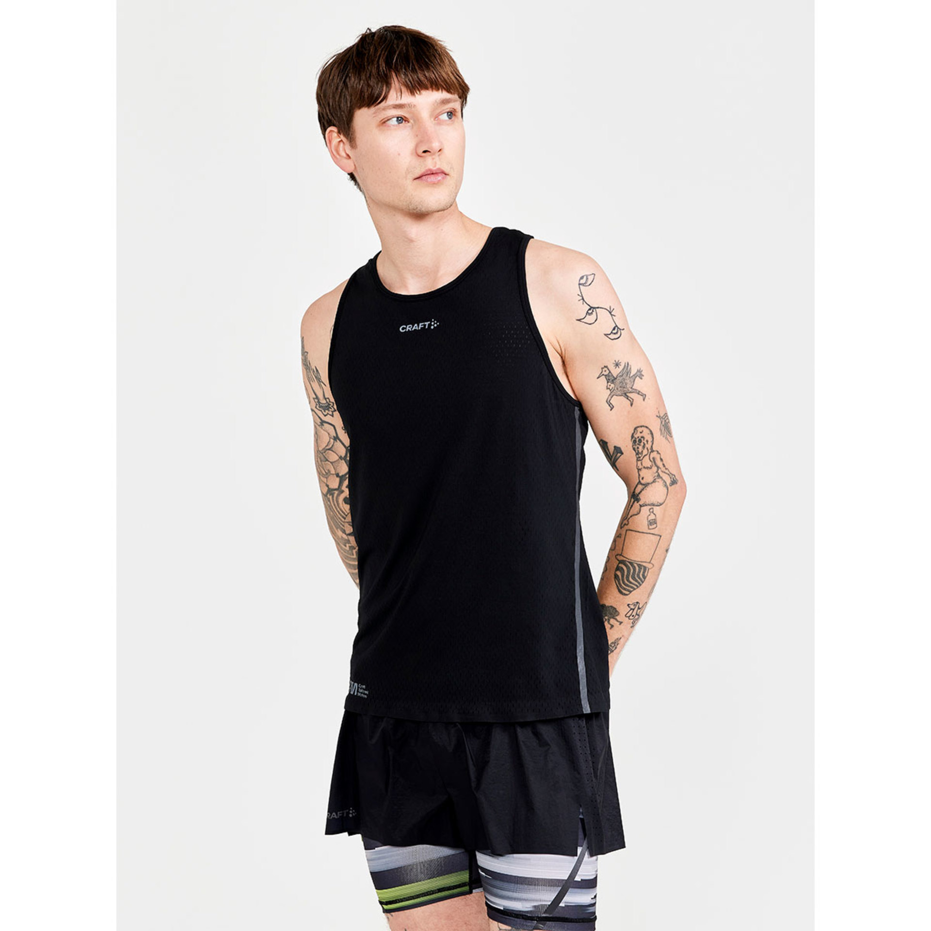 Craft CTM Distance Warp Mesh Hardloop Singlet Zwart Heren
