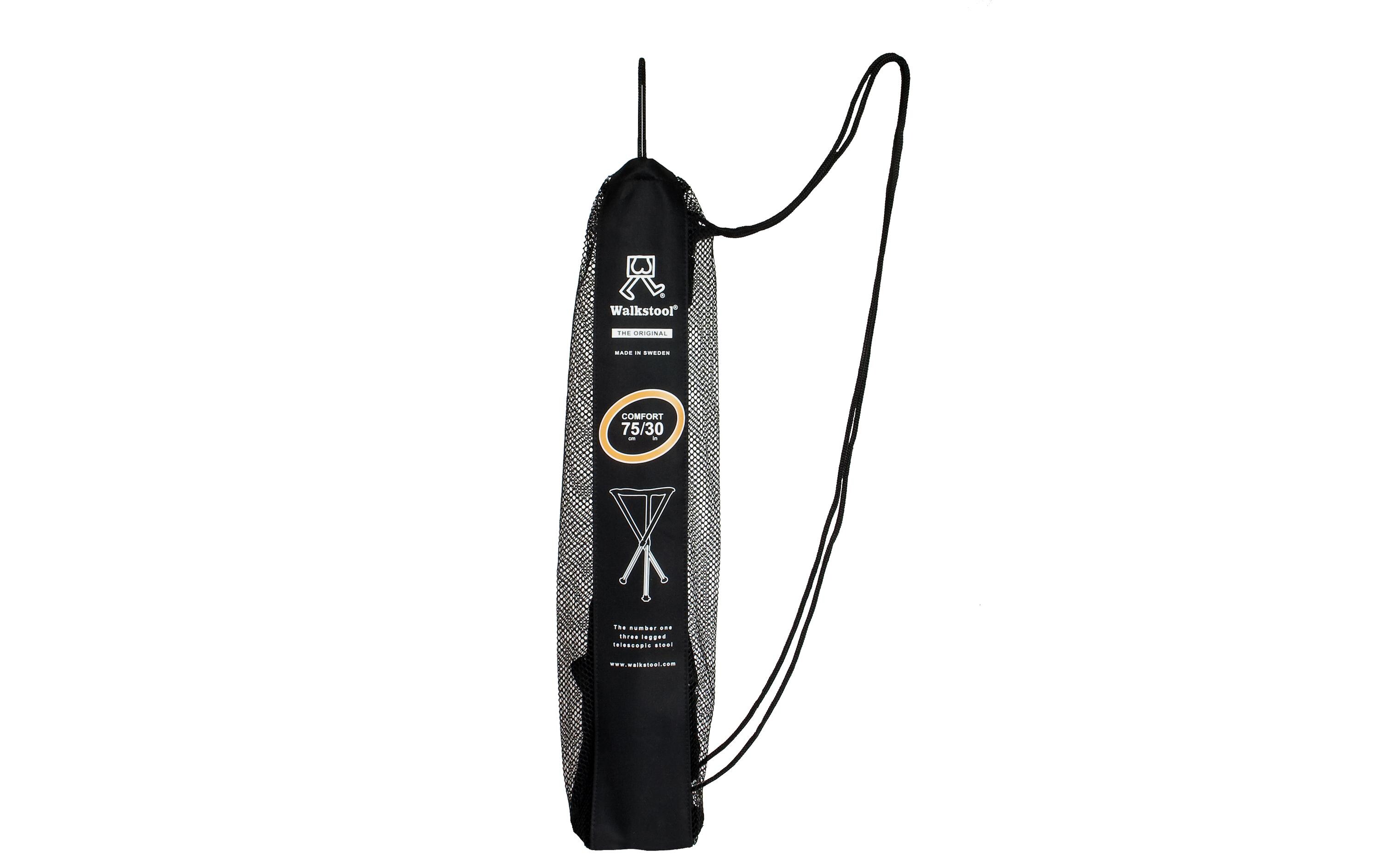 Dreibeinhocker Comfort 75 cm Schwarz/Silber<br>Komfortabler Campinghocker