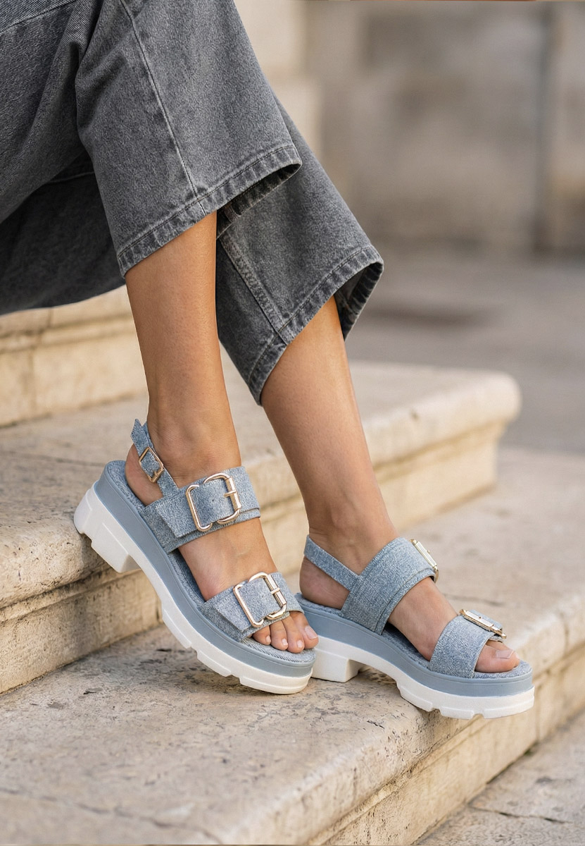 Sandales à plateforme bleues Raphaela