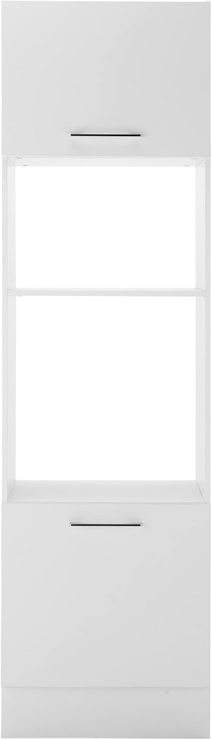 Turin Einbauschrank für Backofen und Mikrowelle in Weiß - Geräumiger Hochschrank Küchenschrank mit viel Stauraum - 60 x 211 x 57 cm (B/H/T)