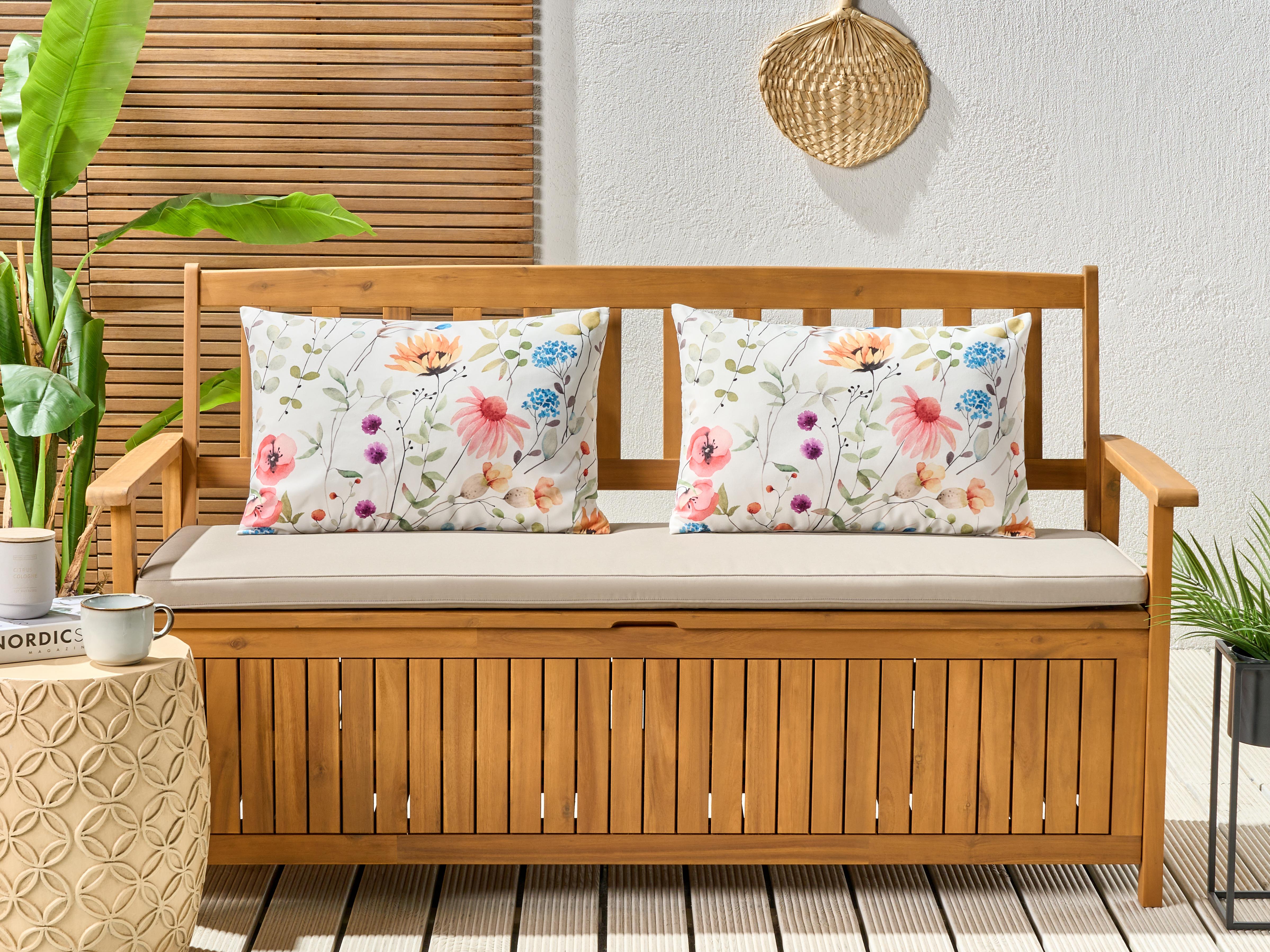 Set van 2 tuinkussens MONESI bloempatroon 40 x 60 cm Meerkleurig