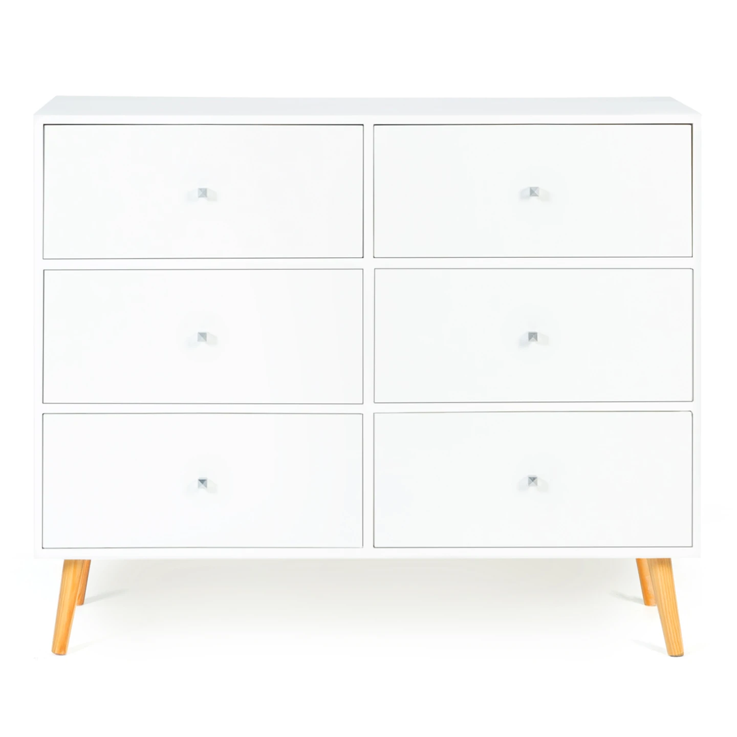 Commode 6 tiroirs EMMIE 110 cm scandinave blanc