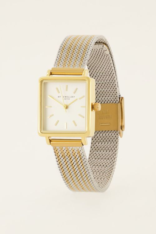 Vierkant horloge met multikleur schakelband