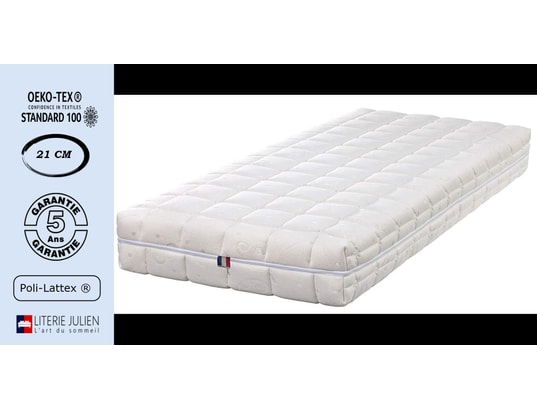 LITERIE JULIEN - Matelas Latex Naturel 200x200 x 21 cm Ferme + Oreiller Visco...