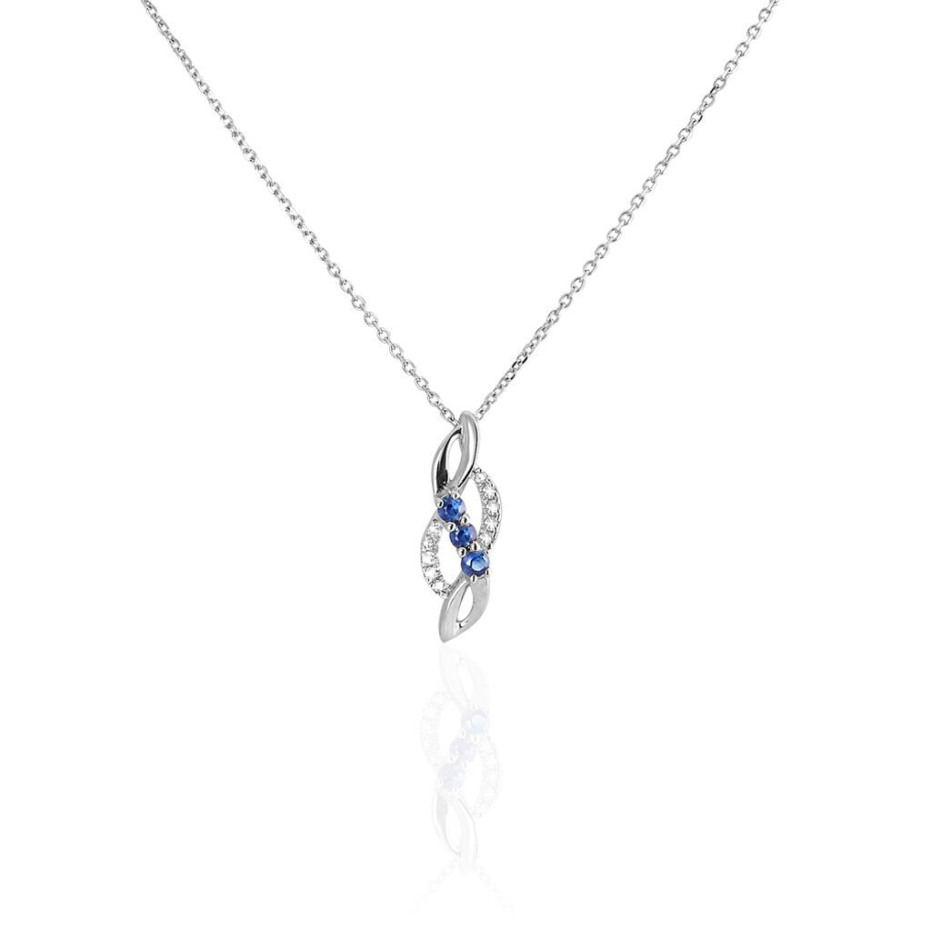 Collier Rosalyne Or Blanc Saphir Et Diamant