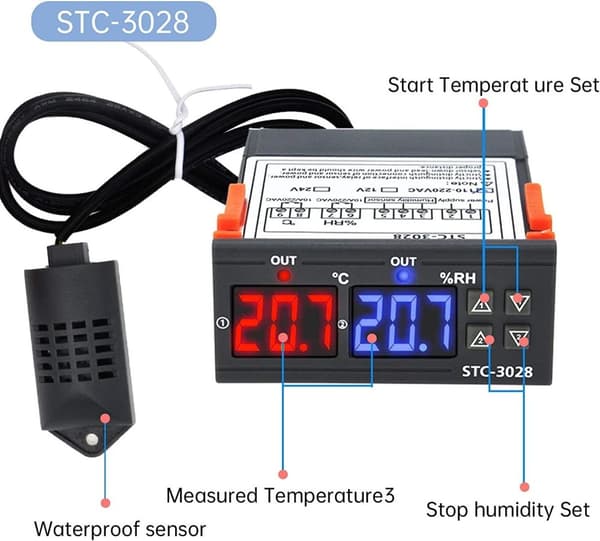 STC - 3028 temperatur- og fuktighetskontroller, PID 220V