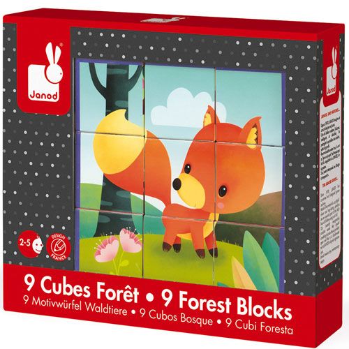 Janod blokpuzzel kubkid bosdieren - 9st