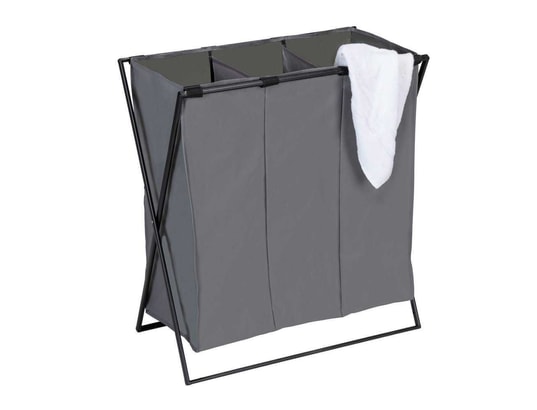WENKO - Panier à linge xl avec 3 compartiments - gris