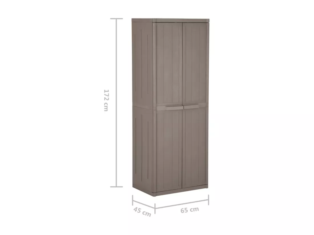 Armoire de rangement jardin Marron 65x45x172 cm PP Aspect bois
