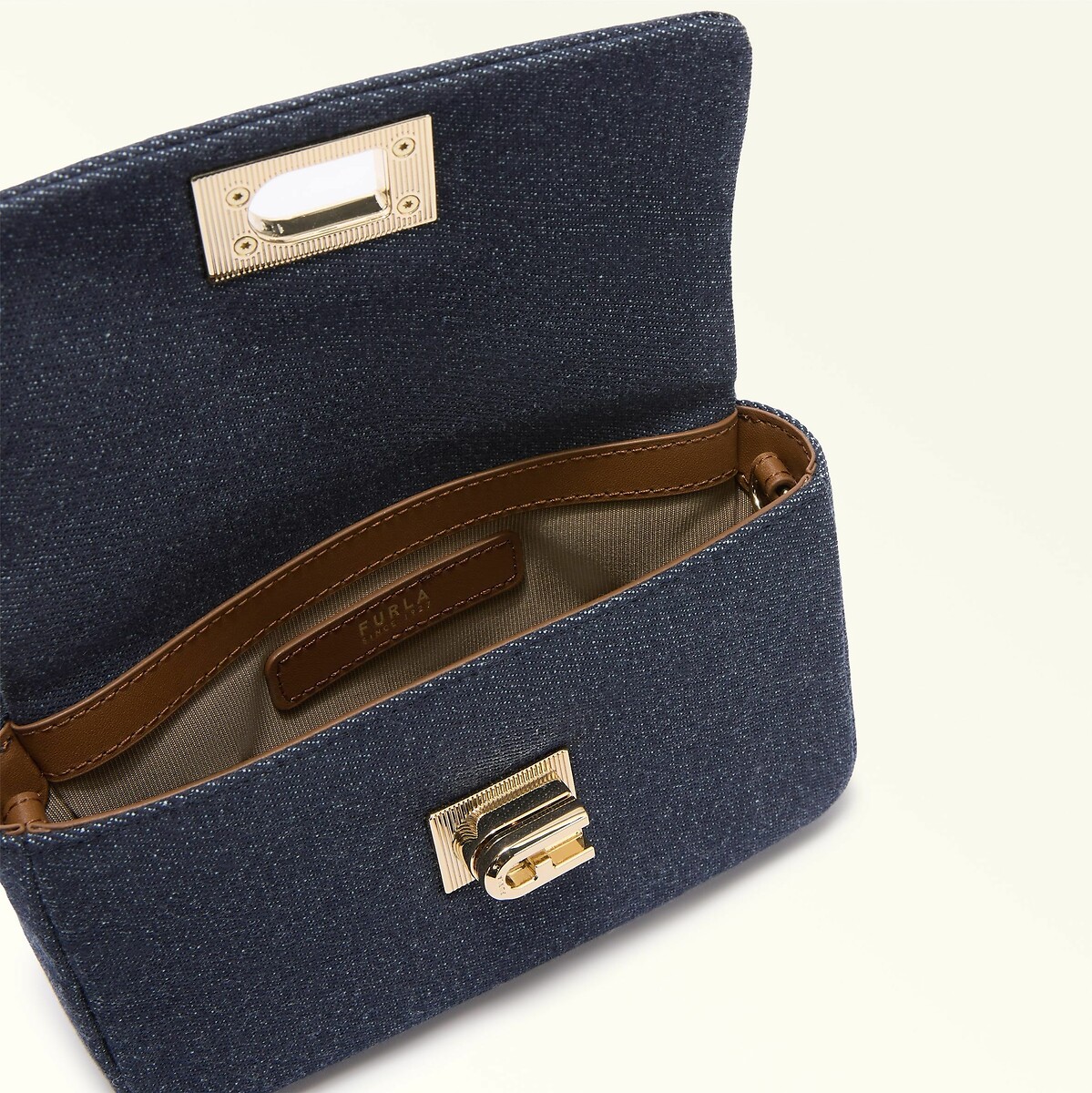 FURLA<br>Bolsa de ombro em denim cru 1927 MINI